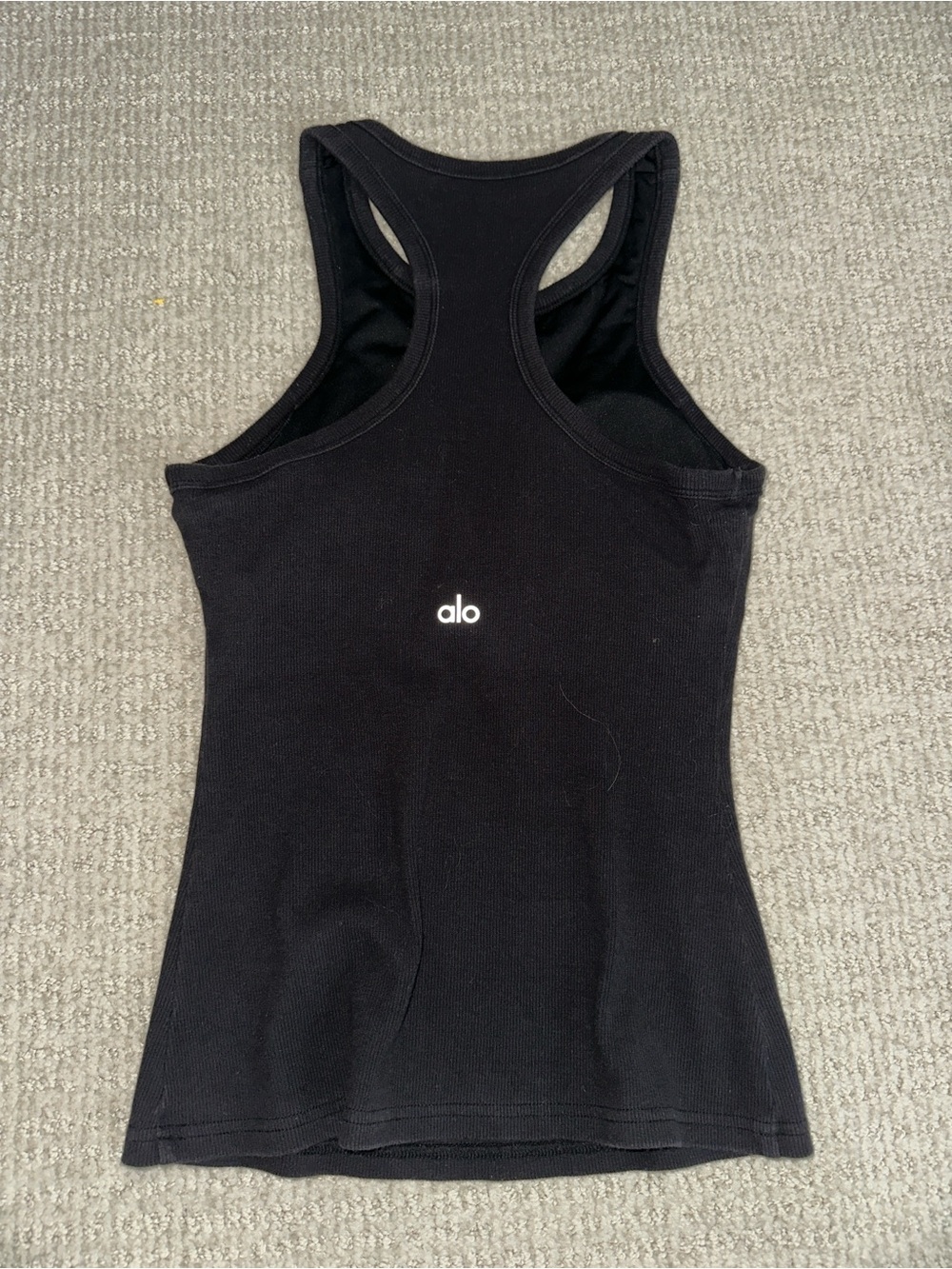 Alo Ribbed Racerback Tank with Built In Bra in Black Size Small - Picture 2 of 3